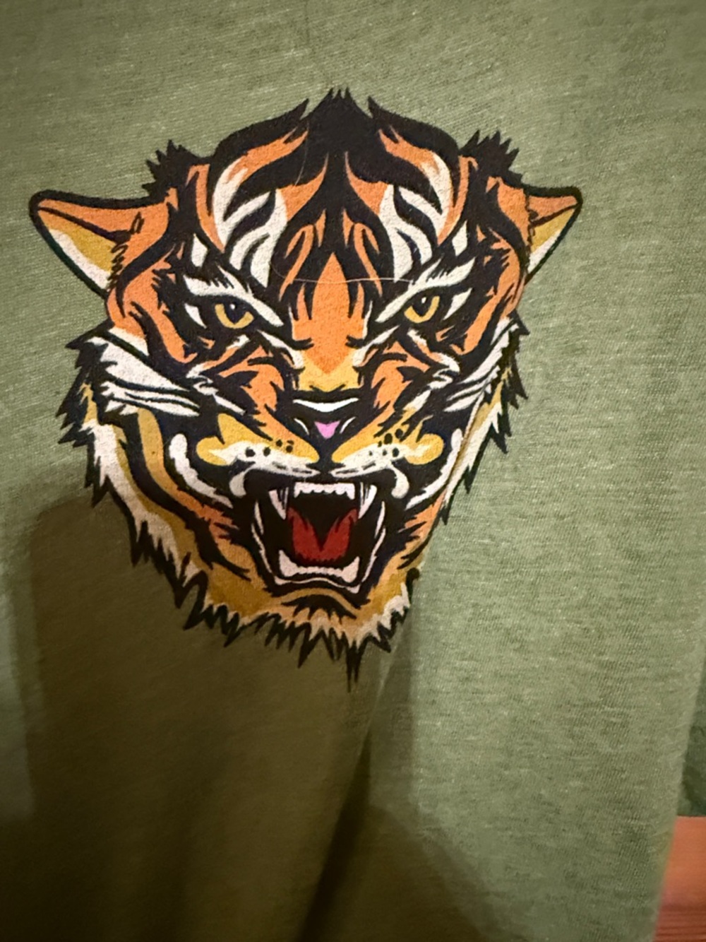 Aviator Nation Green Short Sleeve Tee with Tiger Patch - Picture 3 of 5
